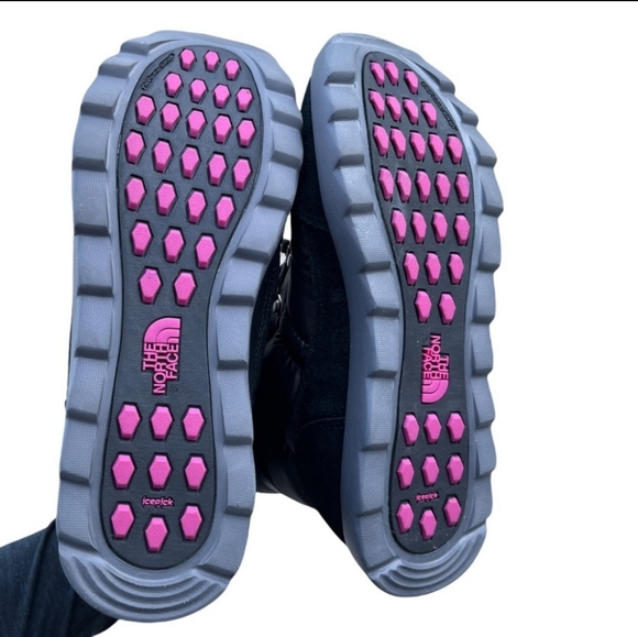 The North Face Thermoball Lace 8" Shiny TNF Black Luminous Pink Snow Boots 7 - Picture 6 of 8
